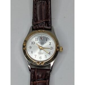 Precision Gruen Womens Diamond Quartz Leather Watch GP423L UNTESTED